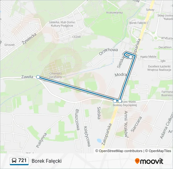 Автобус 721: карта маршрута