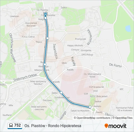 752 Bus Line Map