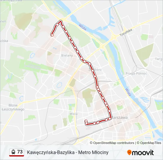 Трамвай 73: карта маршрута