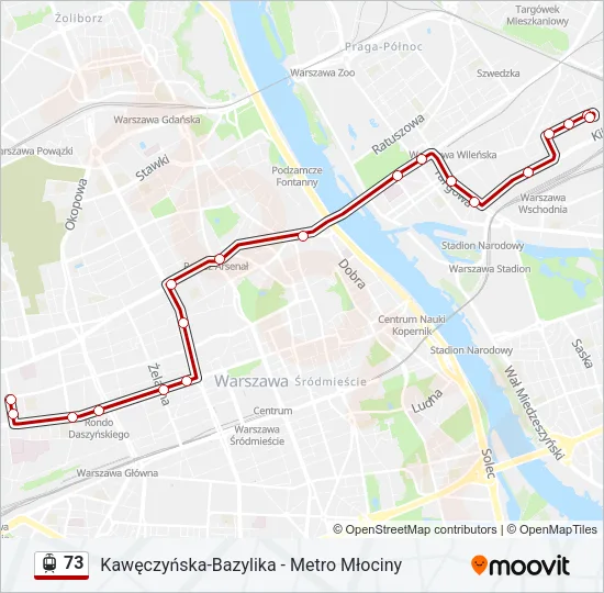 Трамвай 73: карта маршрута