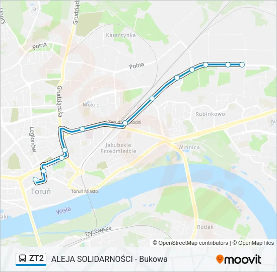 Автобус ZT2: карта маршрута