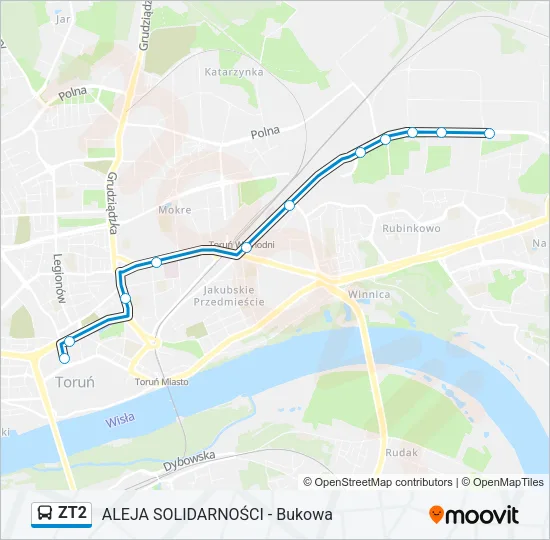 Автобус ZT2: карта маршрута