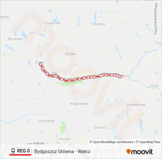 Поезд REG 0: карта маршрута