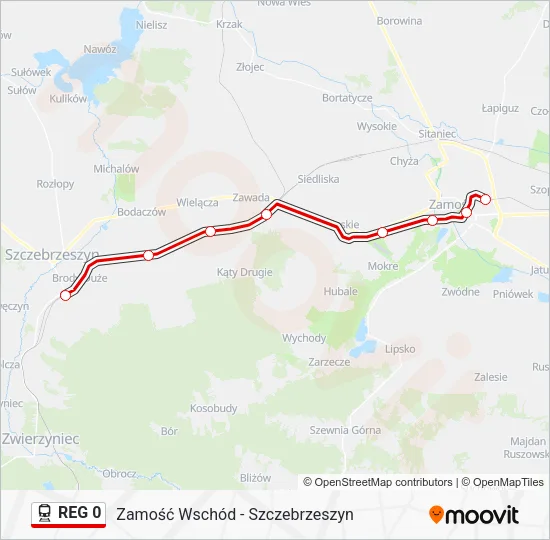 Поезд REG 0: карта маршрута