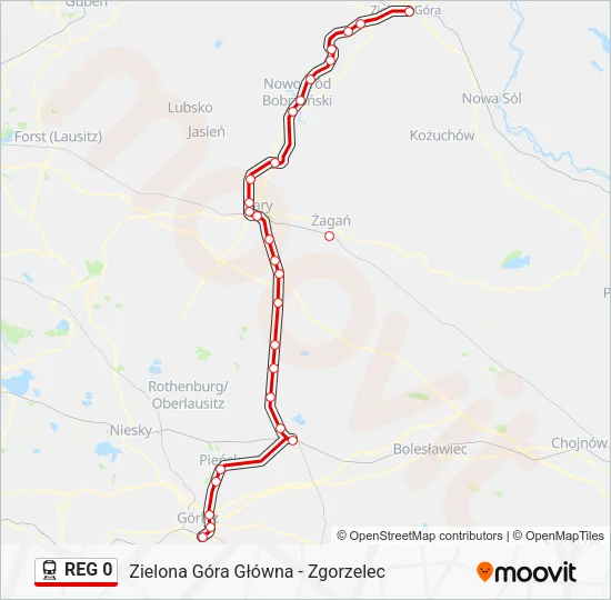 Поезд REG 0: карта маршрута