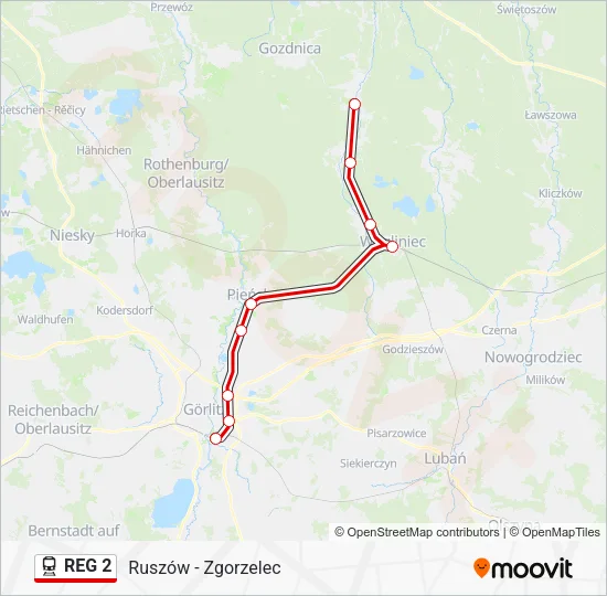 Поезд REG 2: карта маршрута