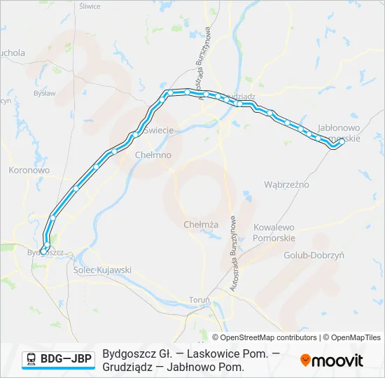 Поезд BDG—JBP: карта маршрута