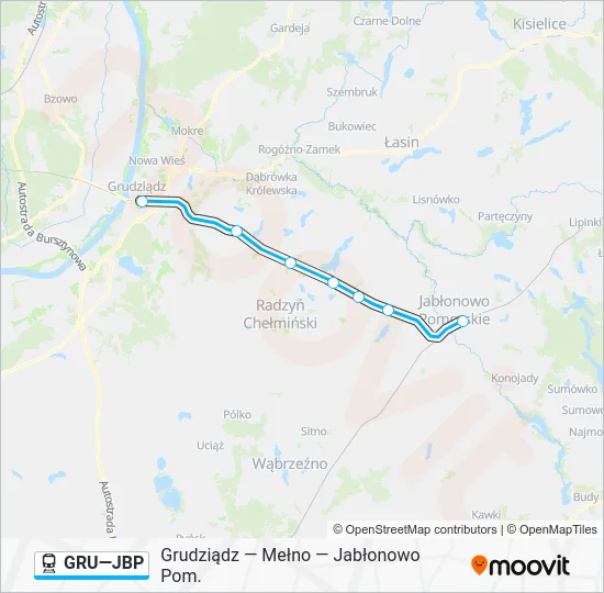 Поезд GRU—JBP: карта маршрута