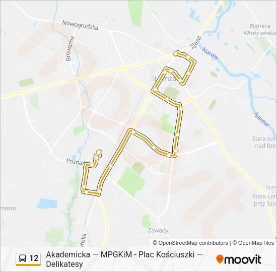 Автобус 12: карта маршрута