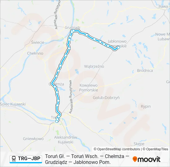 Поезд TRG—JBP: карта маршрута