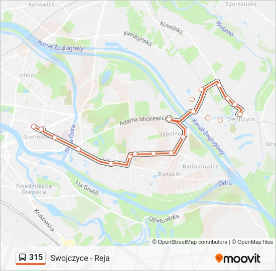Автобус 315: карта маршрута