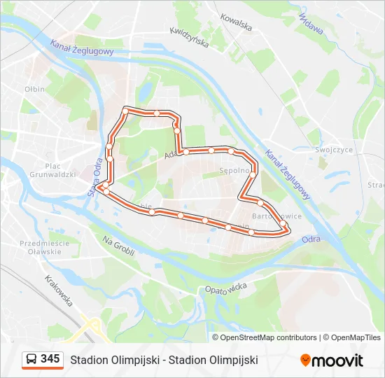 Автобус 345: карта маршрута