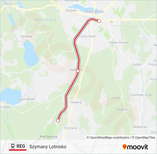 Поезд REG: карта маршрута
