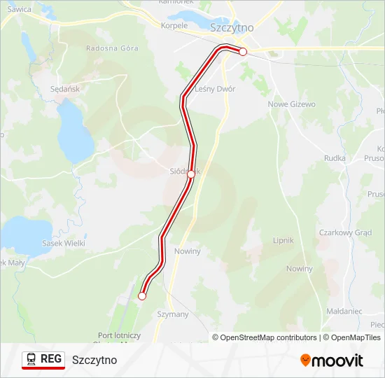 Поезд REG: карта маршрута