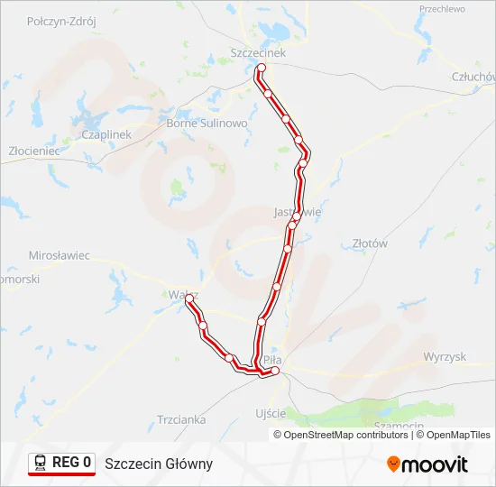 Поезд REG 0: карта маршрута