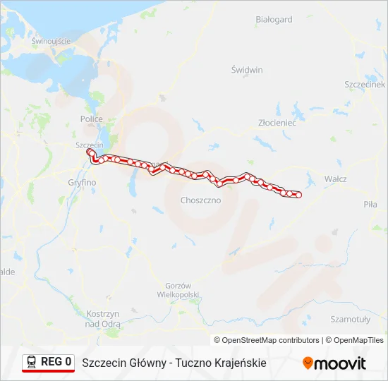 Поезд REG 0: карта маршрута
