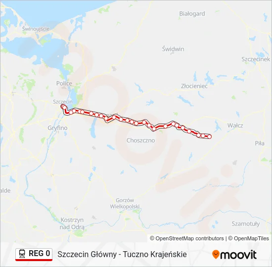 Поезд REG 0: карта маршрута