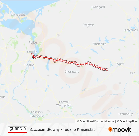 Поезд REG 0: карта маршрута
