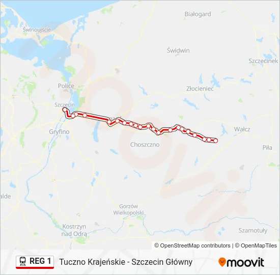 Поезд REG 1: карта маршрута