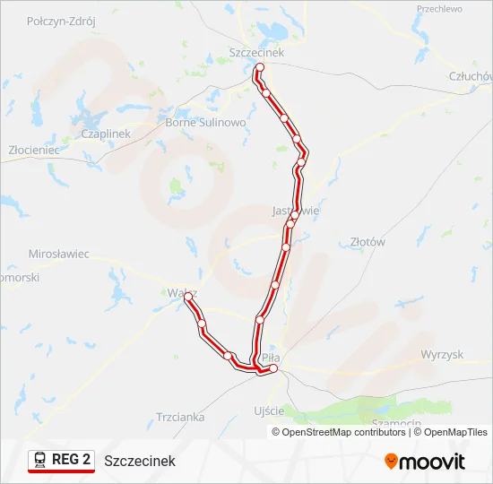 Поезд REG 2: карта маршрута