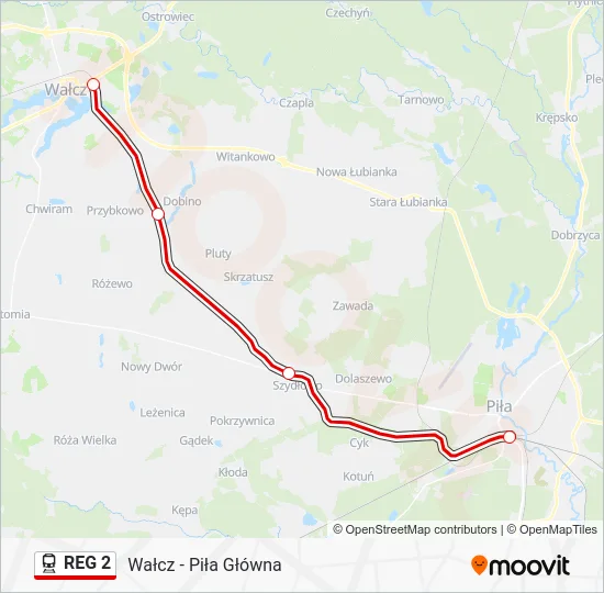Поезд REG 2: карта маршрута