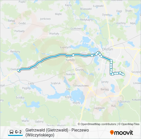 Автобус G-2: карта маршрута