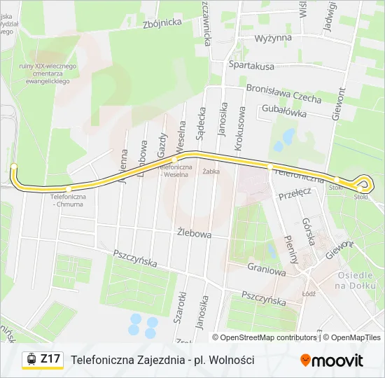 Трамвай Z17: карта маршрута