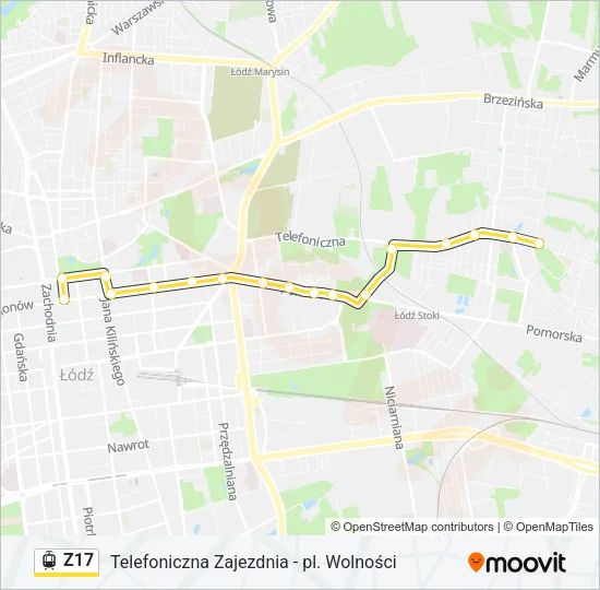 Трамвай Z17: карта маршрута