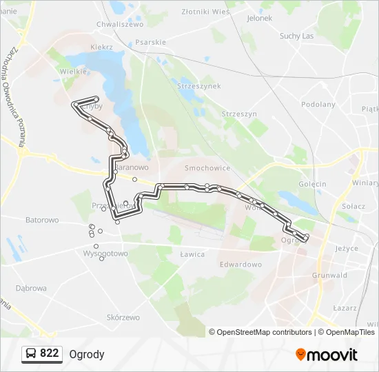 Автобус 822: карта маршрута