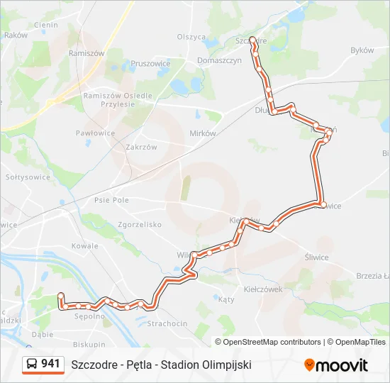 Автобус 941: карта маршрута