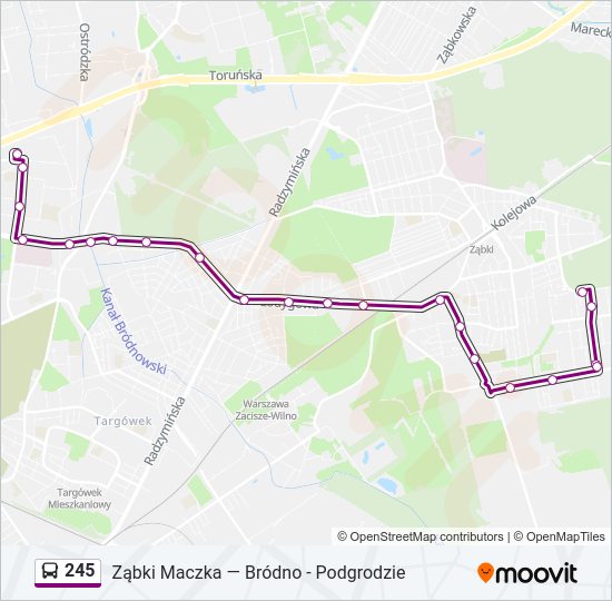 245 bus Line Map