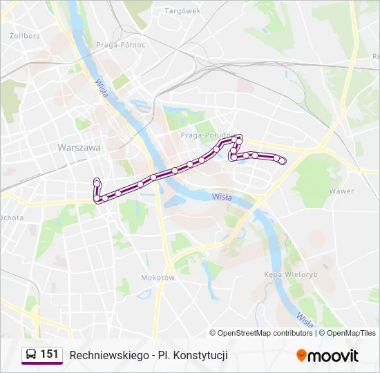 Автобус 151: карта маршрута