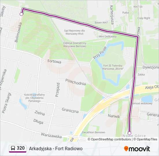 Автобус 320: карта маршрута