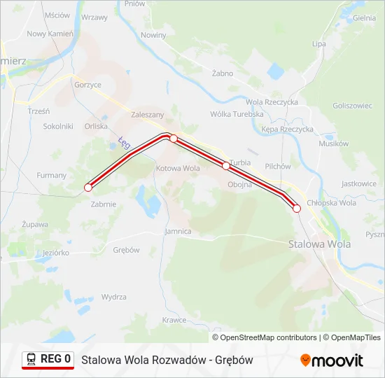 Поезд REG 0: карта маршрута
