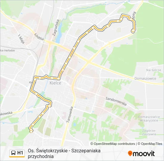 Автобус H1: карта маршрута