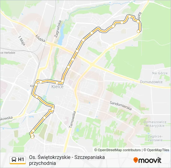 Автобус H1: карта маршрута