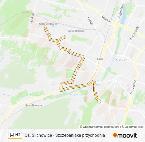 Автобус H2: карта маршрута