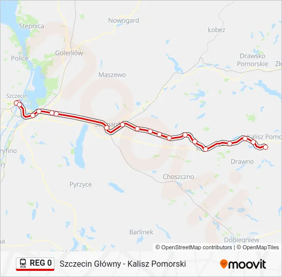 Поезд REG 0: карта маршрута