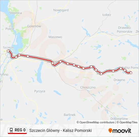 Поезд REG 0: карта маршрута