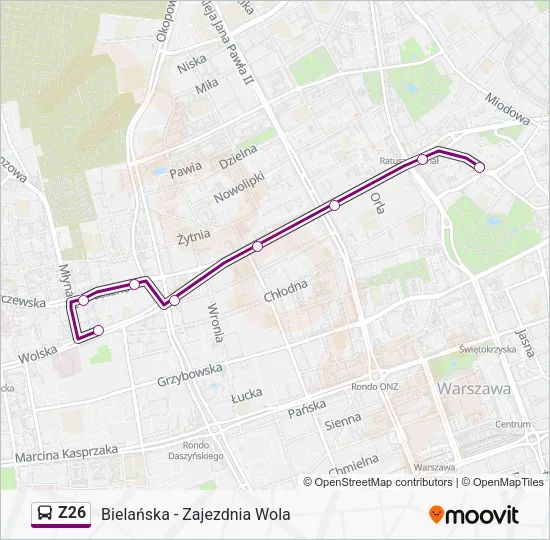 Автобус Z26: карта маршрута