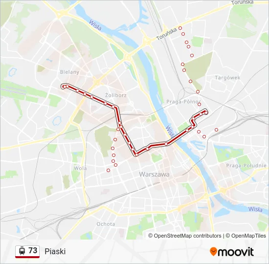 Трамвай 73: карта маршрута