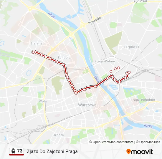 Трамвай 73: карта маршрута