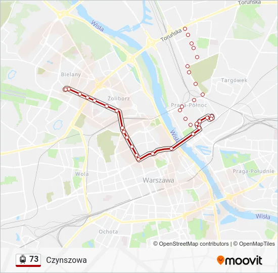 Трамвай 73: карта маршрута