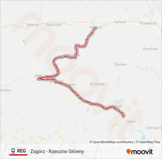 Поезд REG: карта маршрута