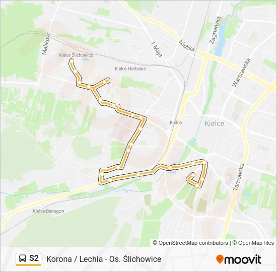 Автобус S2: карта маршрута