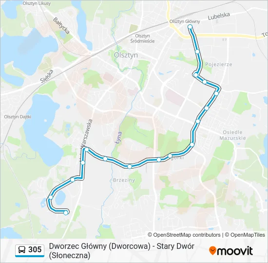 Автобус 305: карта маршрута