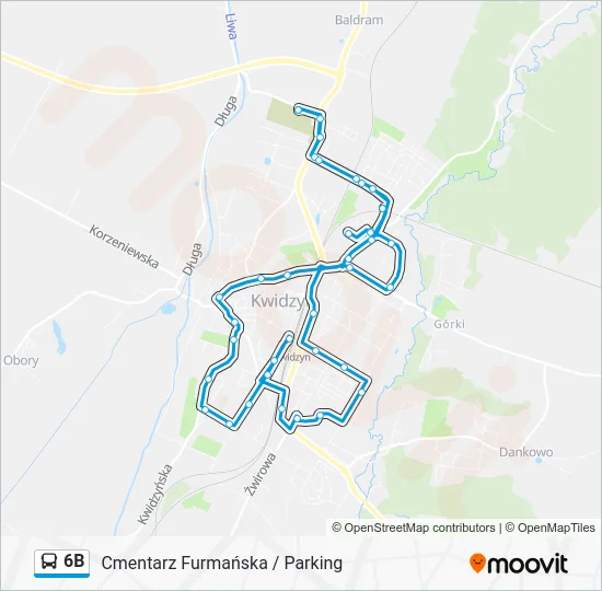 Автобус 6B: карта маршрута