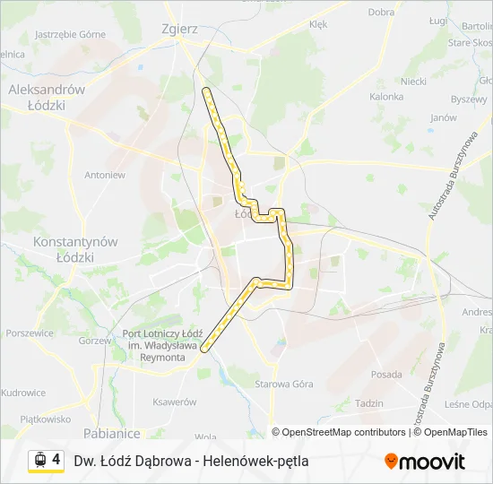 Трамвай 4: карта маршрута