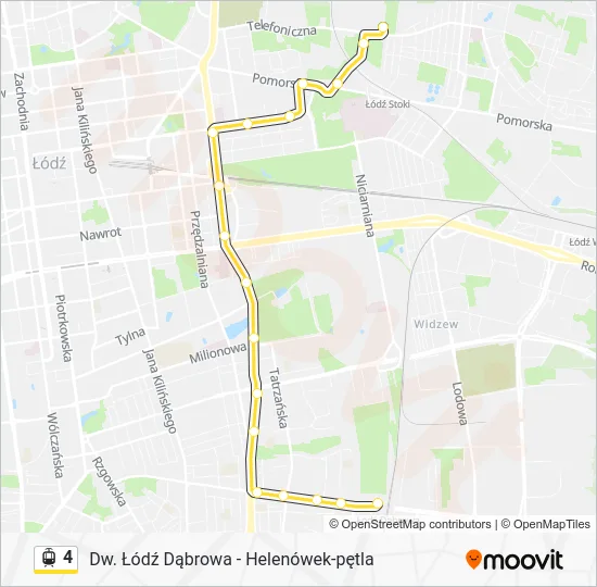 Трамвай 4: карта маршрута