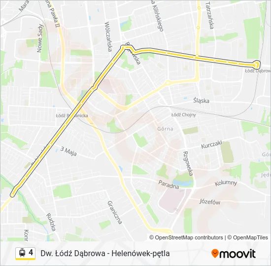 Трамвай 4: карта маршрута